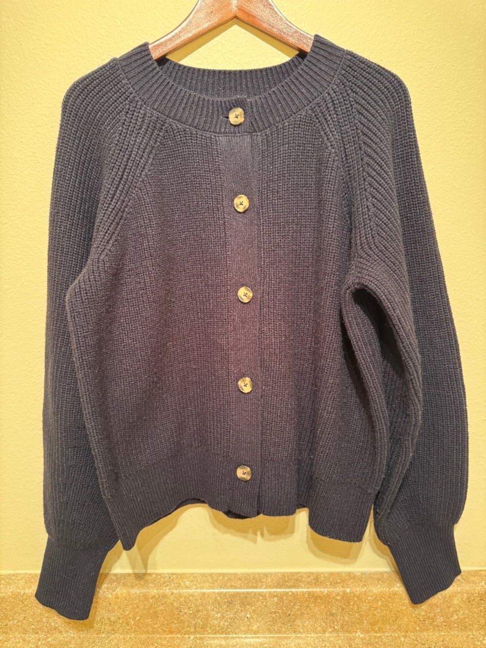 Banana Republic - Women's Button-Front Ribbed Cardigan - Navy - Size "XL"